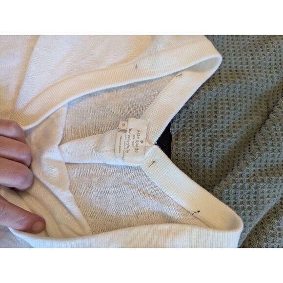 Kate Spade Women's Size Medium Crew Neck Bow Pullover Sweater Black Beige - Picture 5 of 5